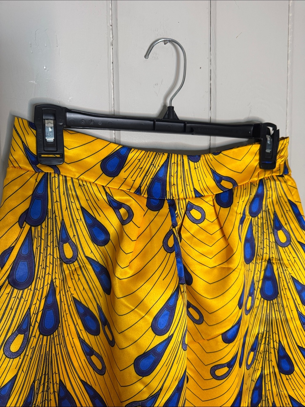 Yellow & Blue Patterned Maxi Skirt with Pockets - Picture 5 of 7